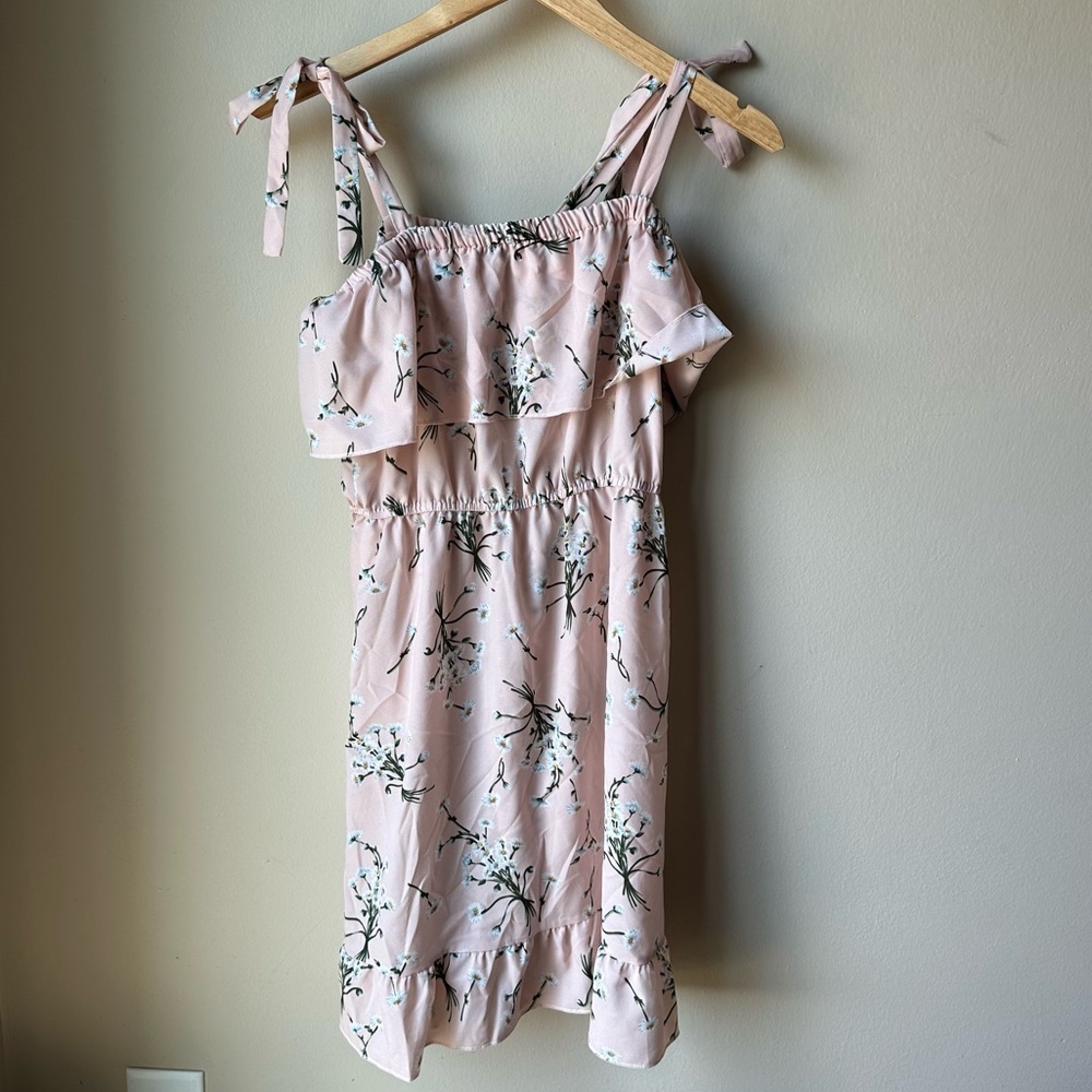 floral tie shoulder midi dress